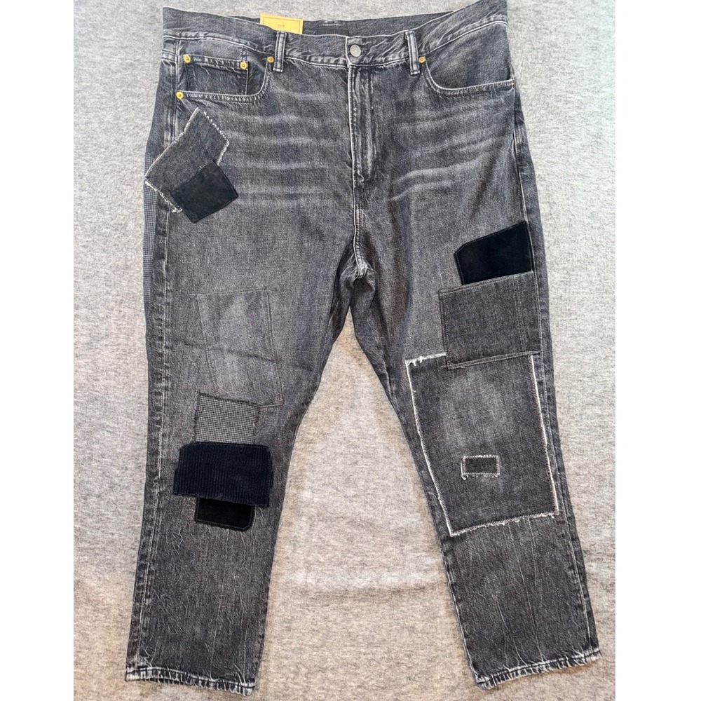 Polo Ralph Lauren Avery Boyfriend Jean Patched Black Wash Distressed Sz 38 NEW